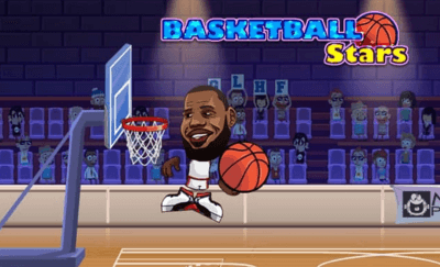 Basketball Stars player jumping in the air, preparing for a dunk