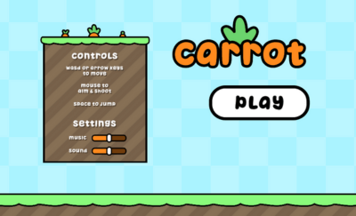 Carrot game screen, with movement instructions on the side