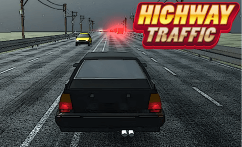 car with beautiful 3d graphics is rushing in Highway Traffic