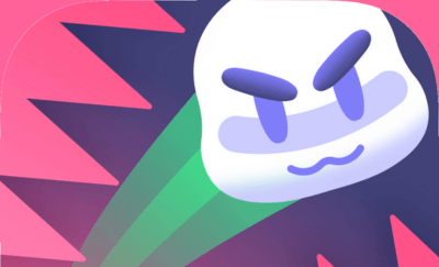 The character in Jump Only is gliding through a narrow gap between obstacles.