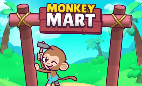 monkey is reinforcing the gate in Monkey Mart