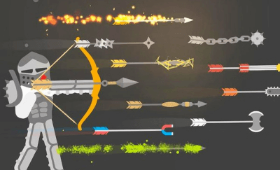 Stickman archery with various types of arrows in Ragdoll Archers