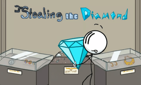 The stickman stole the diamond in Stealing The Diamond