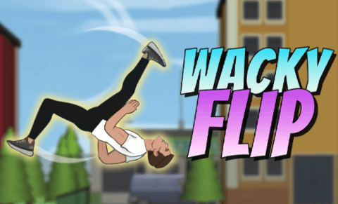 character performing a flip in Wacky Flip